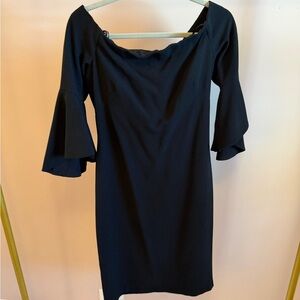 Elegant Black Off-Shoulder Dress with bell sleeves